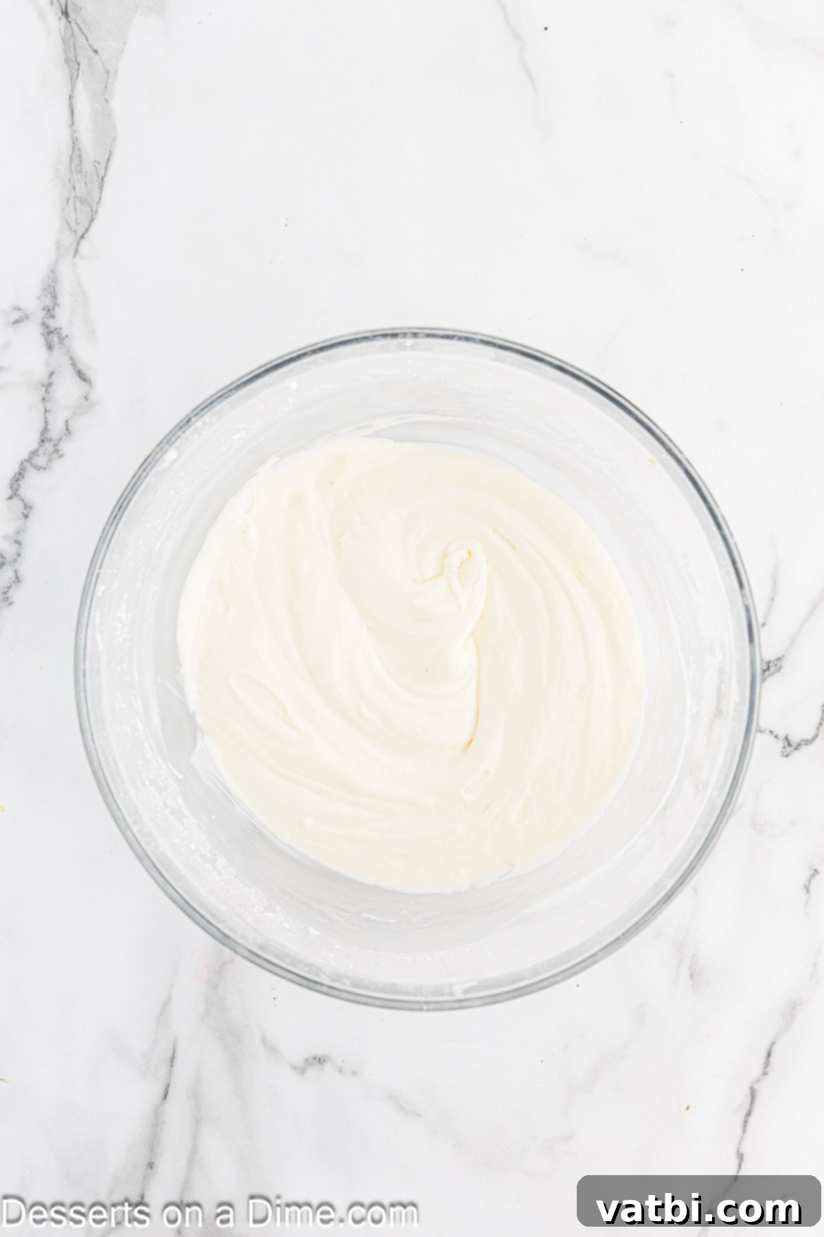 Powdered sugar added to cream cheese mixture. 