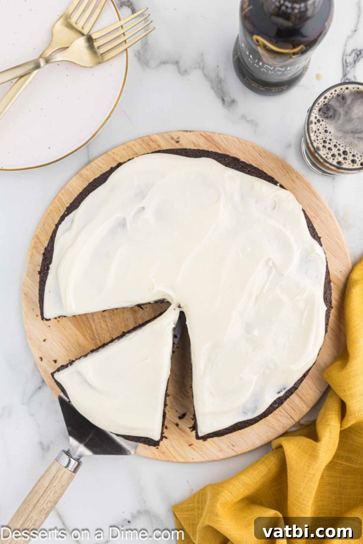 Cake sliced and served. 