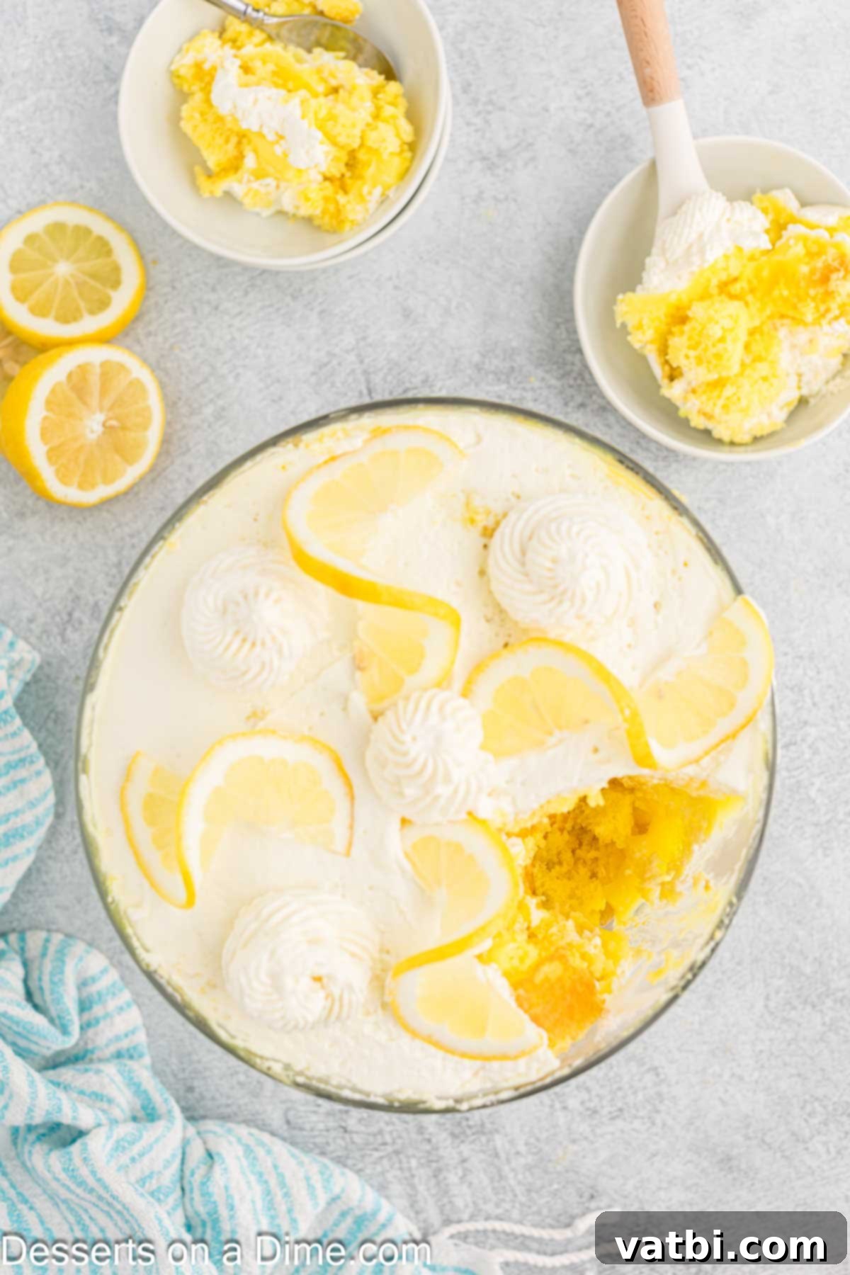 Zesty Lemon Layers 11 Close-up of a perfectly layered lemon trifle, ready to be served.