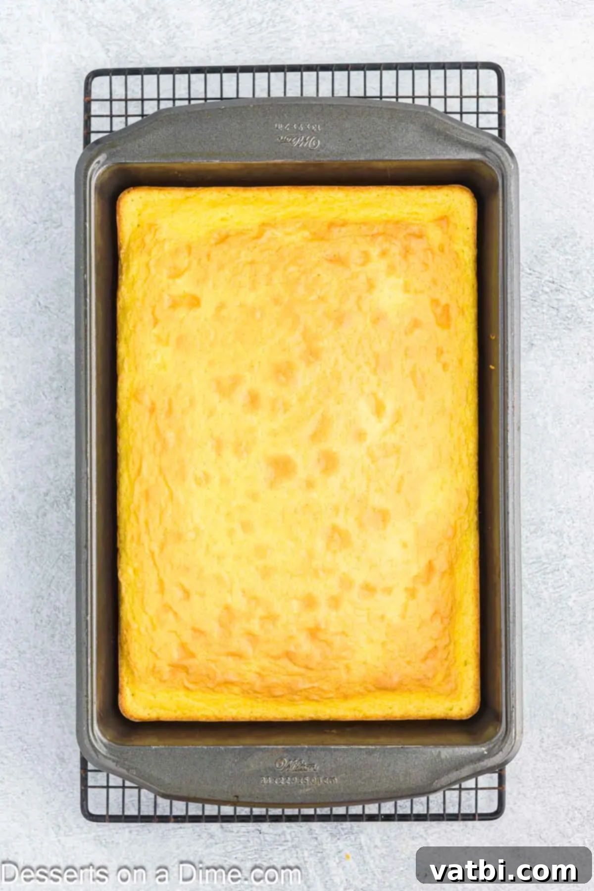 Zesty Lemon Layers 4 Cake cooling in pan after baking.