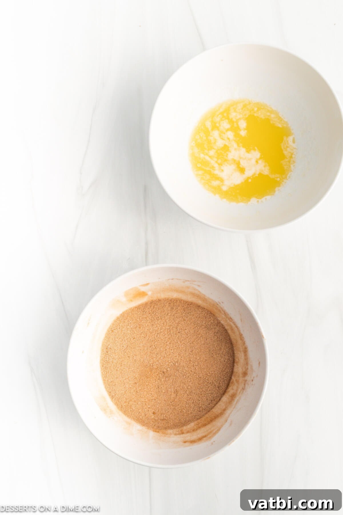 Delicious Air Fryer Donuts Made Easy 6 Bowls with butter and cinnamon.