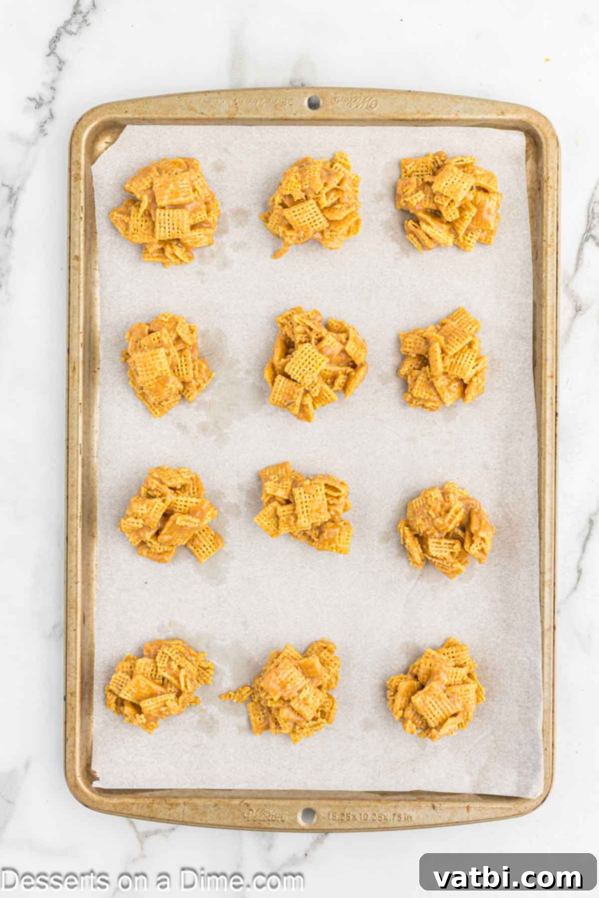 Clusters on baking sheet. 