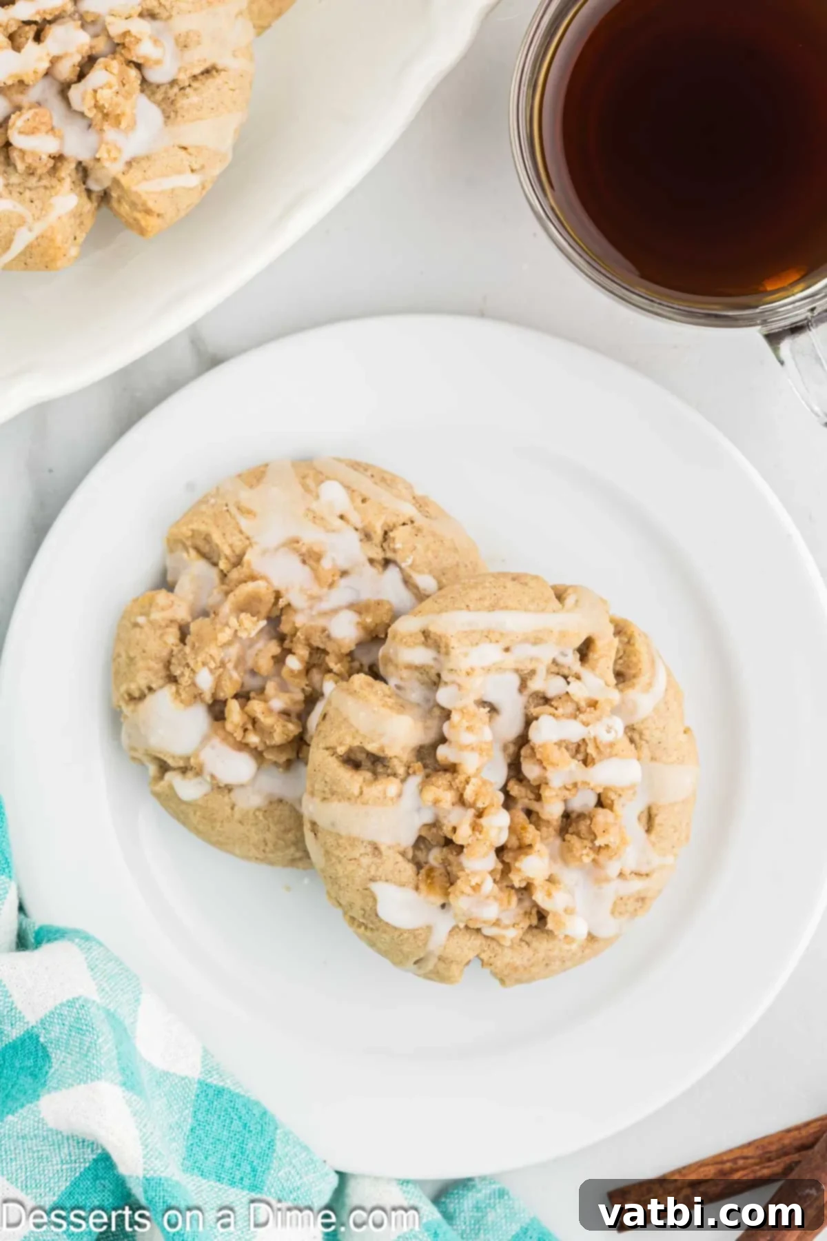 Cinnamon Streusel Cookies 12 Coffee Cake Cookies on plate.