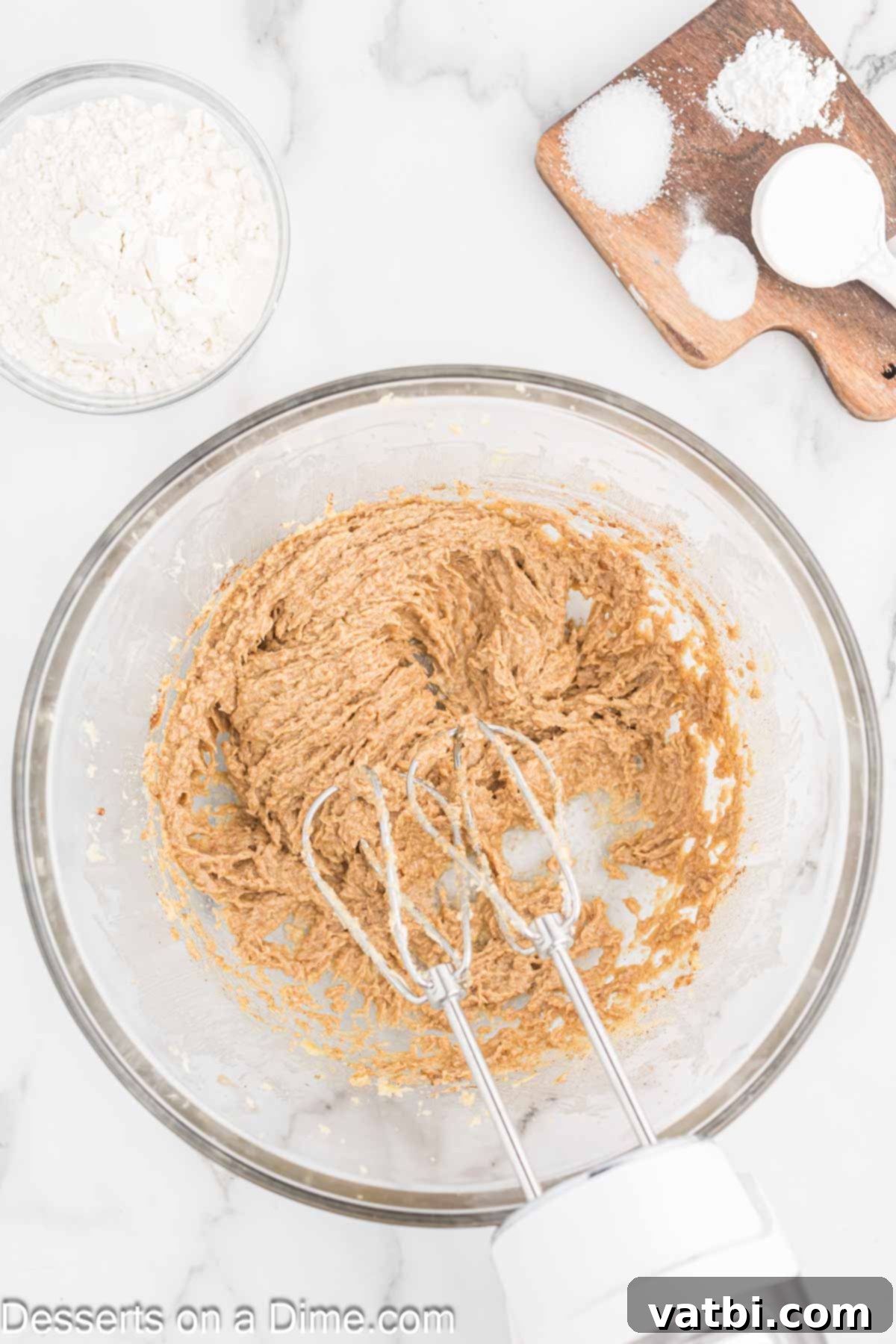 Cinnamon Streusel Cookies 6 Dry ingredients mixed into wet ingredients.