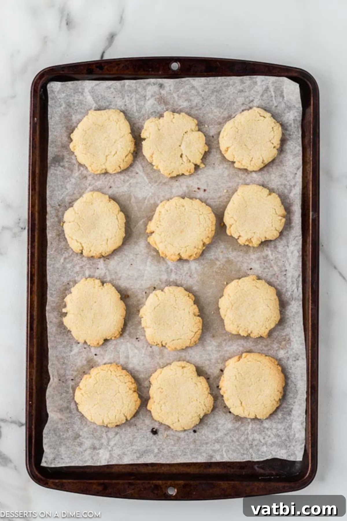 Buttery Gluten-Free Shortbread Bliss 8 Cookies cooling on baking sheet.