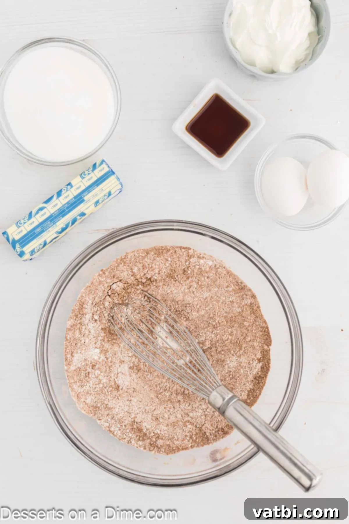 Velvet Stout Cupcakes 4 Mixing bowl with dry ingredients.