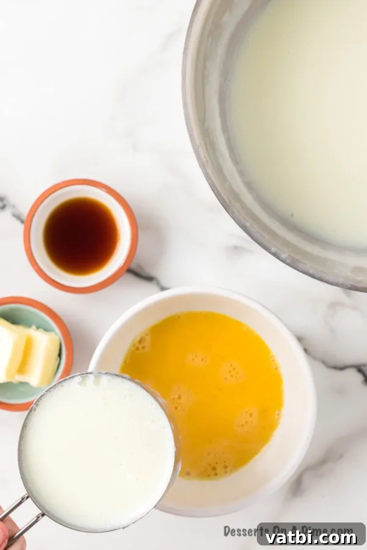 Creamy Homemade Vanilla Pudding 6 Separate mixing bowl with eggs.