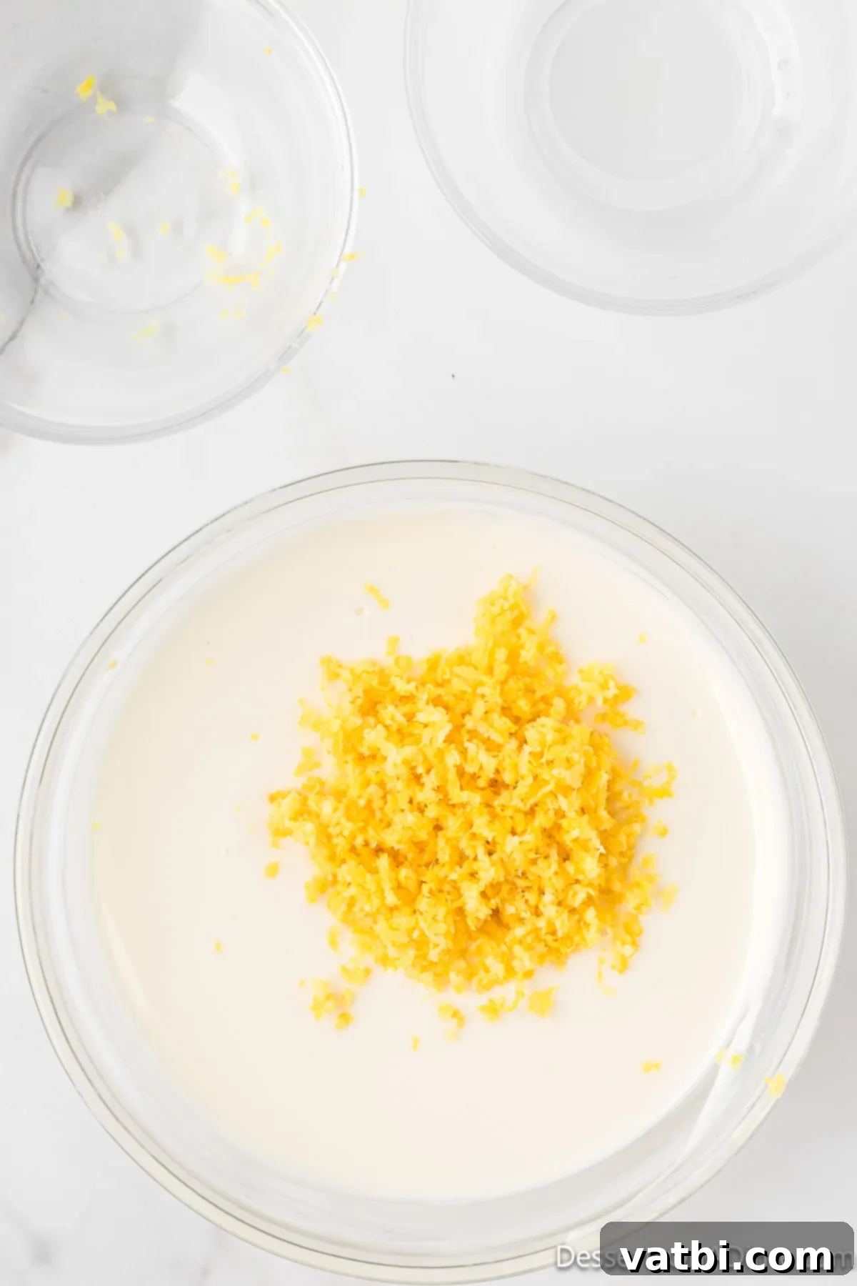 Lemon zest added to melted chocolate. 