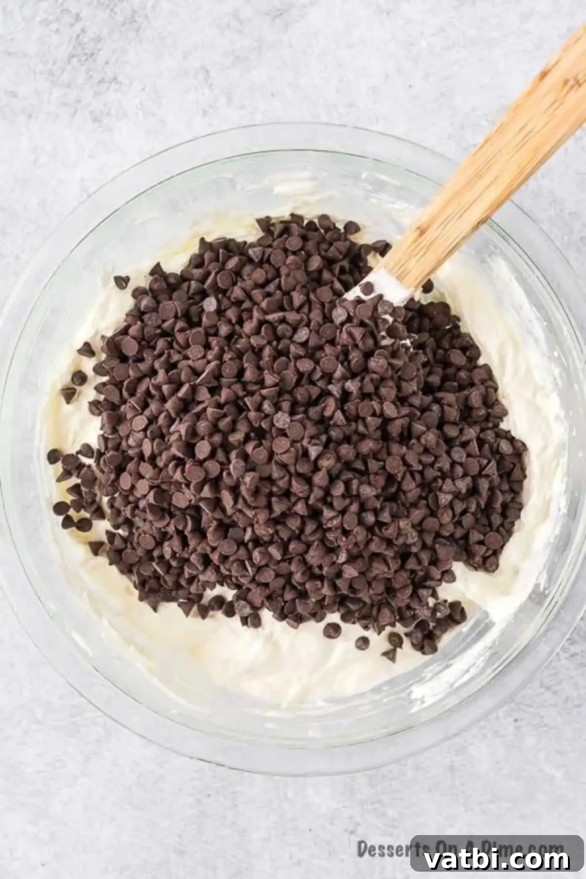 Divine Decadence Dip 6 Chocolate chips in bowl.