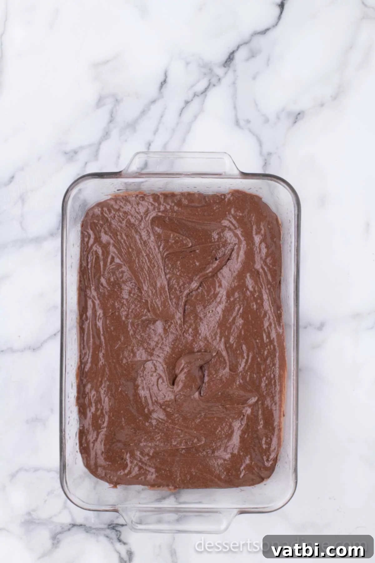Dark Dr Pepper Decadence 5 Batter spread into pan.