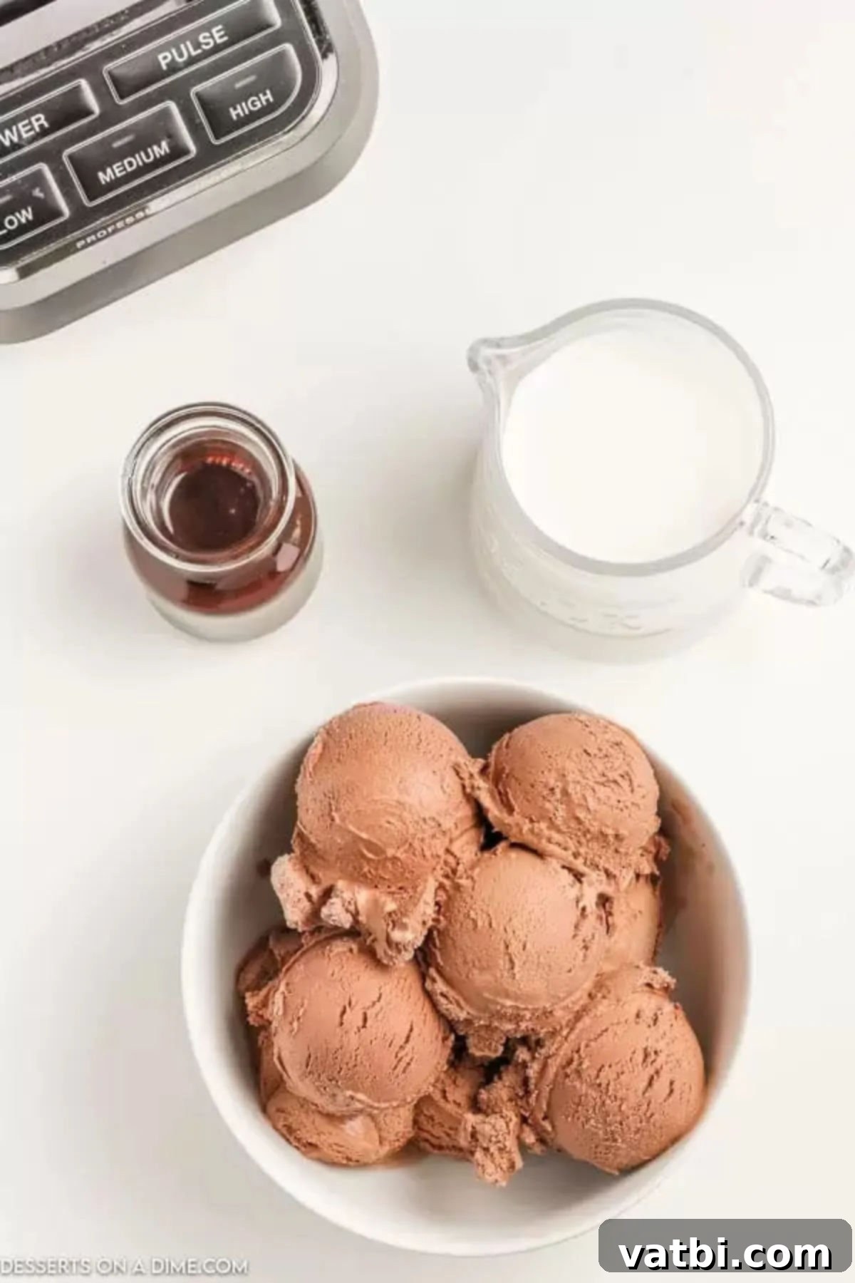 Decadent Chocolate Milkshake 3 Ingredients for recipe - chocolate sauce, milk, chocolate ice cream.