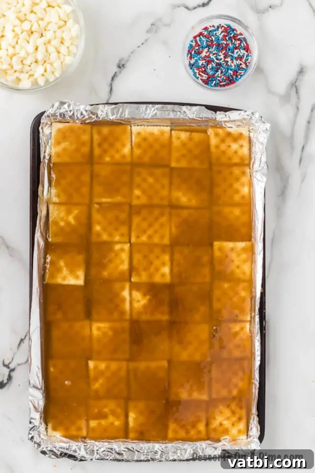 Brown sugar mixture spread over crackers. 