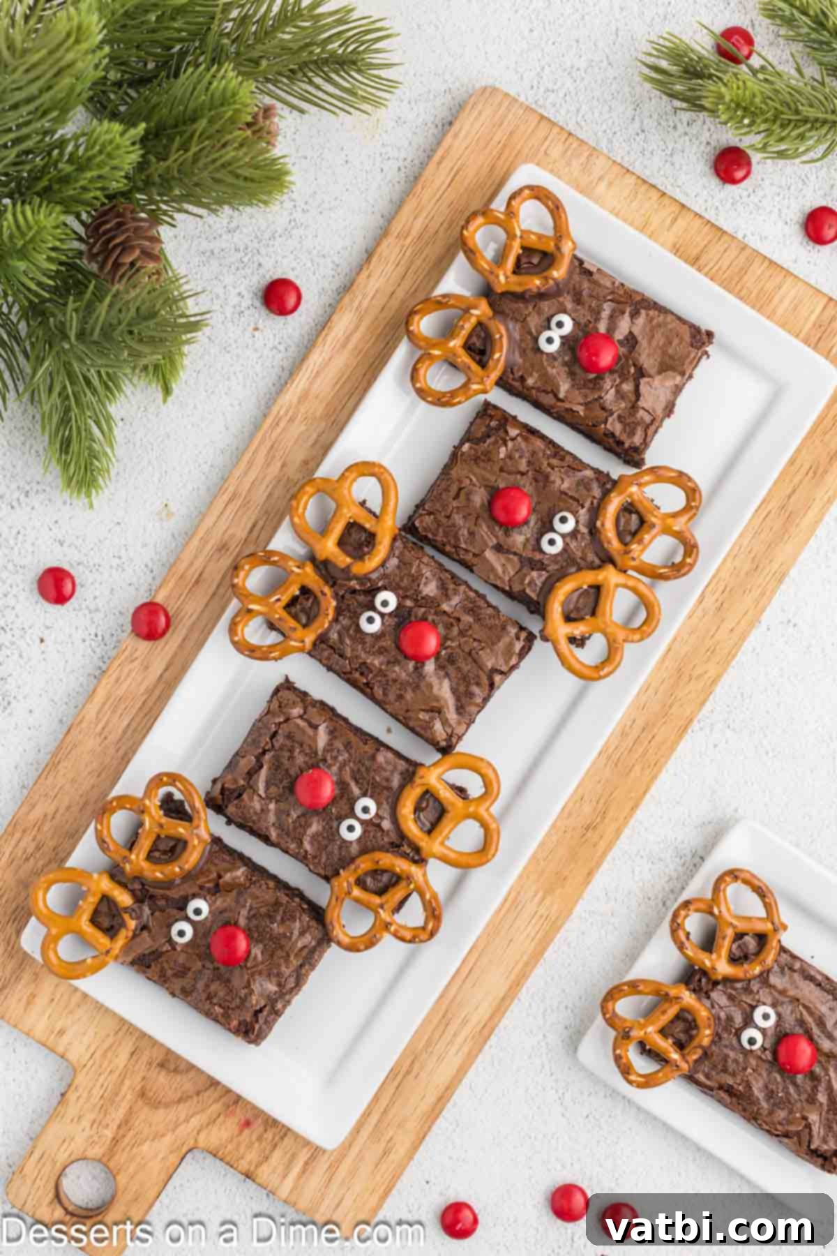 Reindeer Brownies 9 Reindeer Brownies elegantly presented on a serving board, perfect for a holiday gathering.