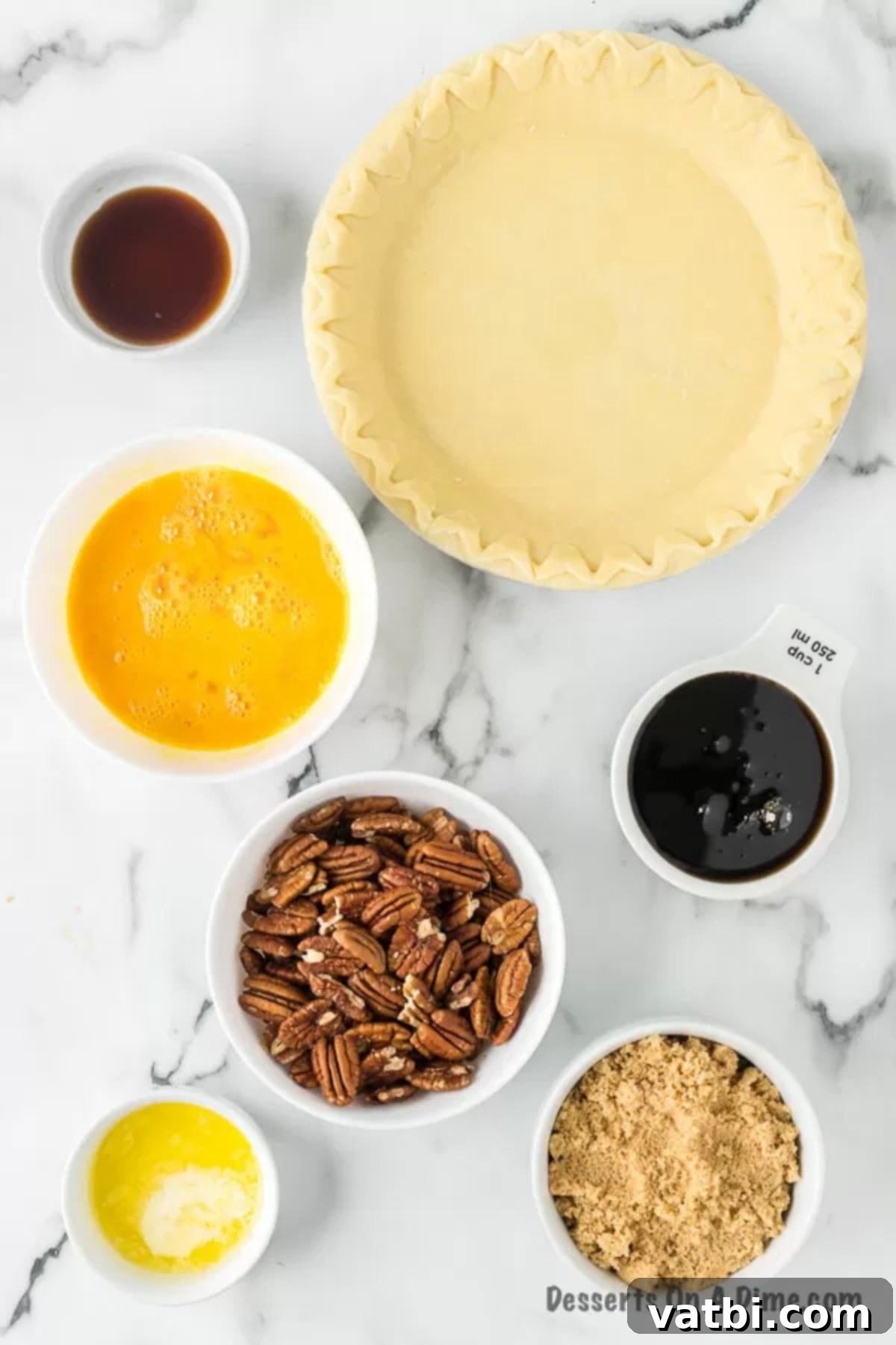 Effortless Pecan Pie Perfection 3 Ingredients needed - eggs, corn syrup, brown sugar, butter, vanilla, pecan, pie crust