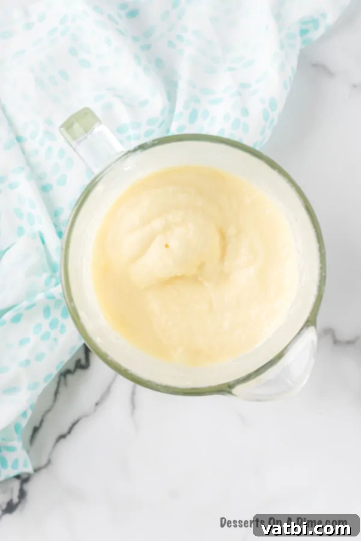 Easy Homemade Dole Whip Recipe 6 Ingredients combined in blender.