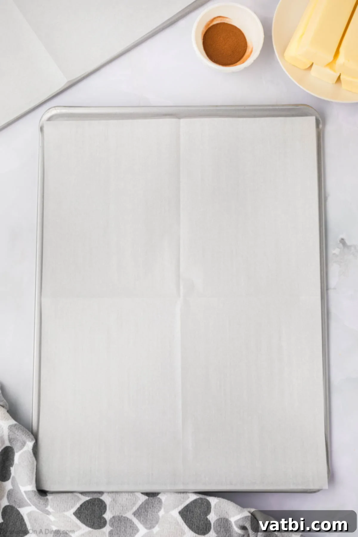 Churro Cookie Bliss 4 Baking sheet with parchment paper.