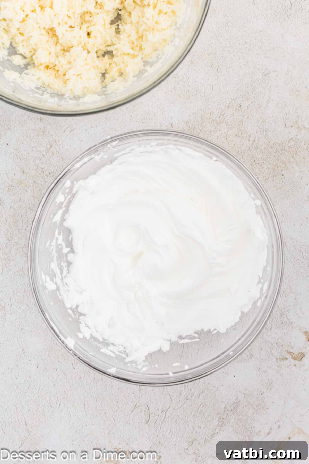 Chewy Coconut Macaroons 5 Egg whites in a bowl beat together until stiff peaks.