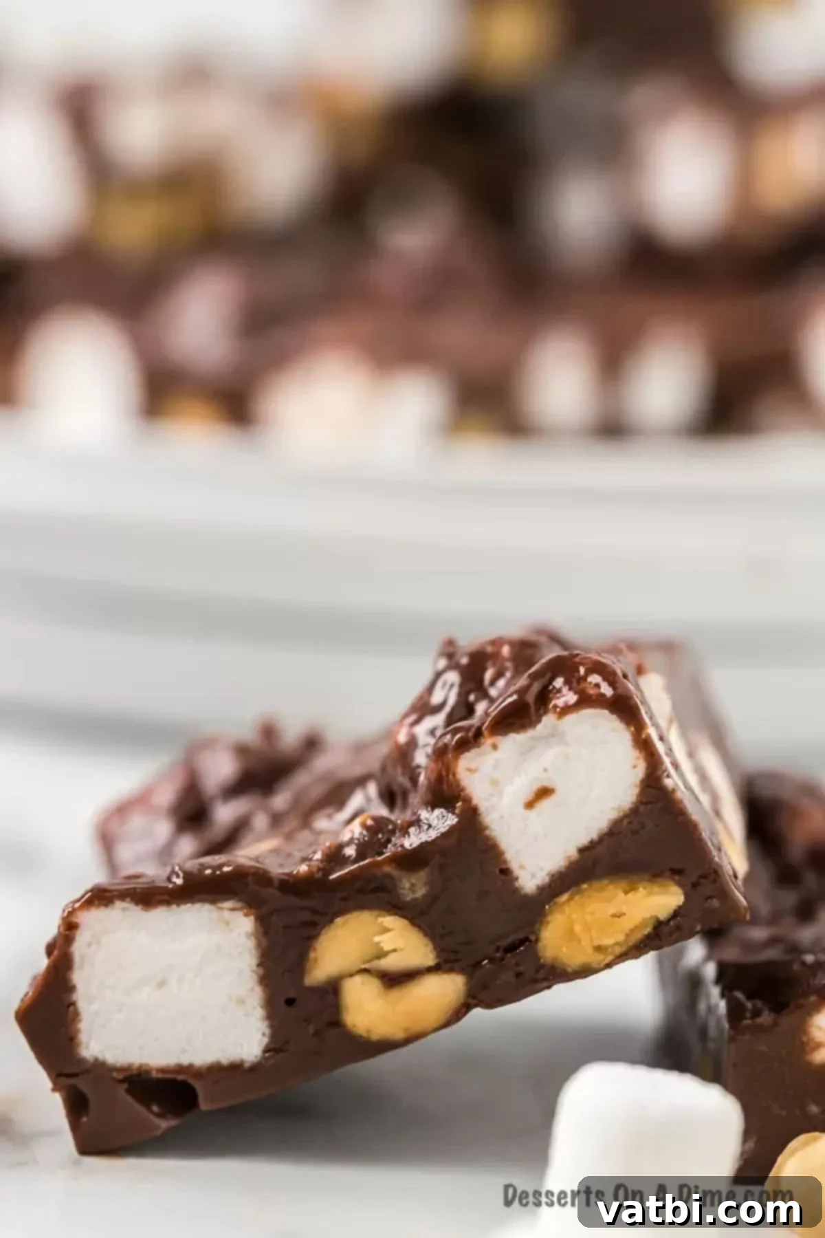 Rocky Road Fudge cut into slices. 