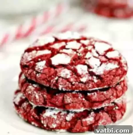 60 Festive and Simple Christmas Sweets 4 Rich Red Velvet Cookies with white chocolate chips.