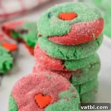 60 Festive and Simple Christmas Sweets 7 Swirled green and red Grinch Cake Mix Cookies.
