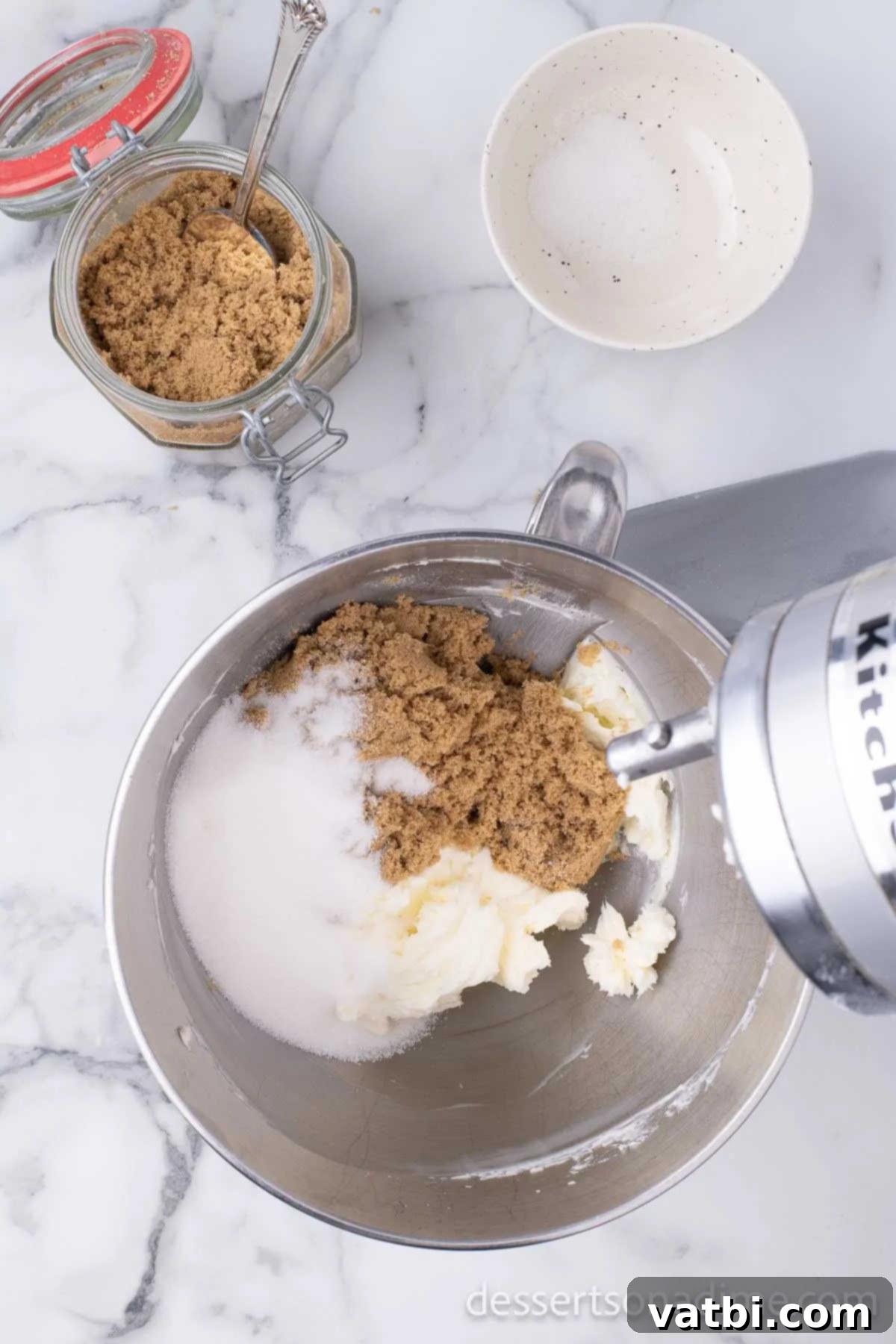 The Ultimate Crumbl Chocolate Chip Cookie Dupe 4 Mix the butter and sugars in a bowl with a stand mixer