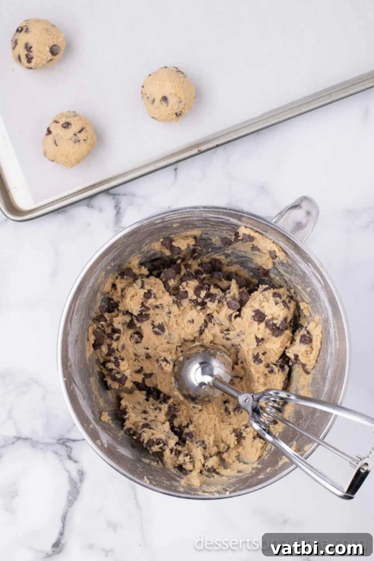 The Ultimate Crumbl Chocolate Chip Cookie Dupe 8 Scoop the cookie dough with a cookie scoop
