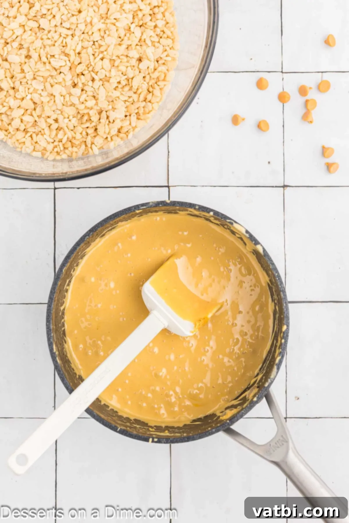 Melted butter simmering in a small saucepan, beginning to brown and develop its distinct nutty aroma.