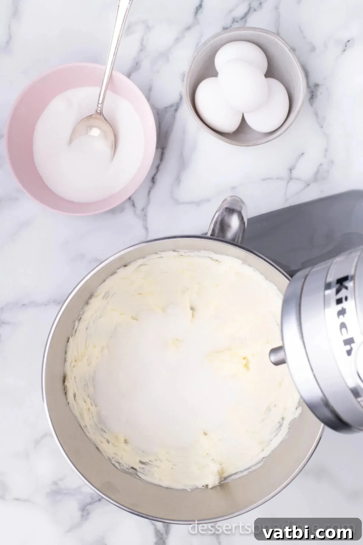 Sweetheart Sugar Cookie Delights 4 Mixing bowl with butter and sugar.