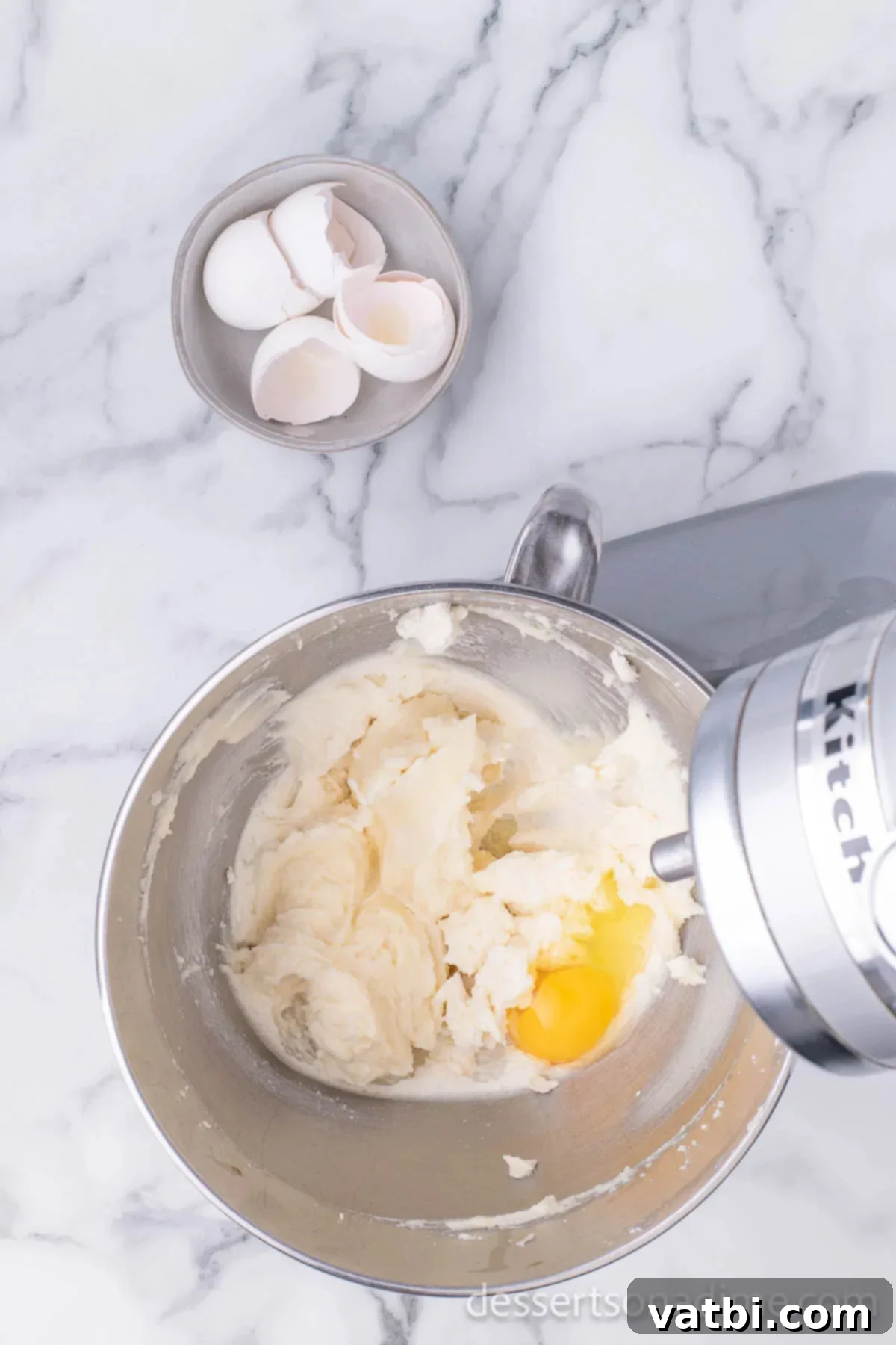 Sweetheart Sugar Cookie Delights 5 Eggs added to mixing bowl.
