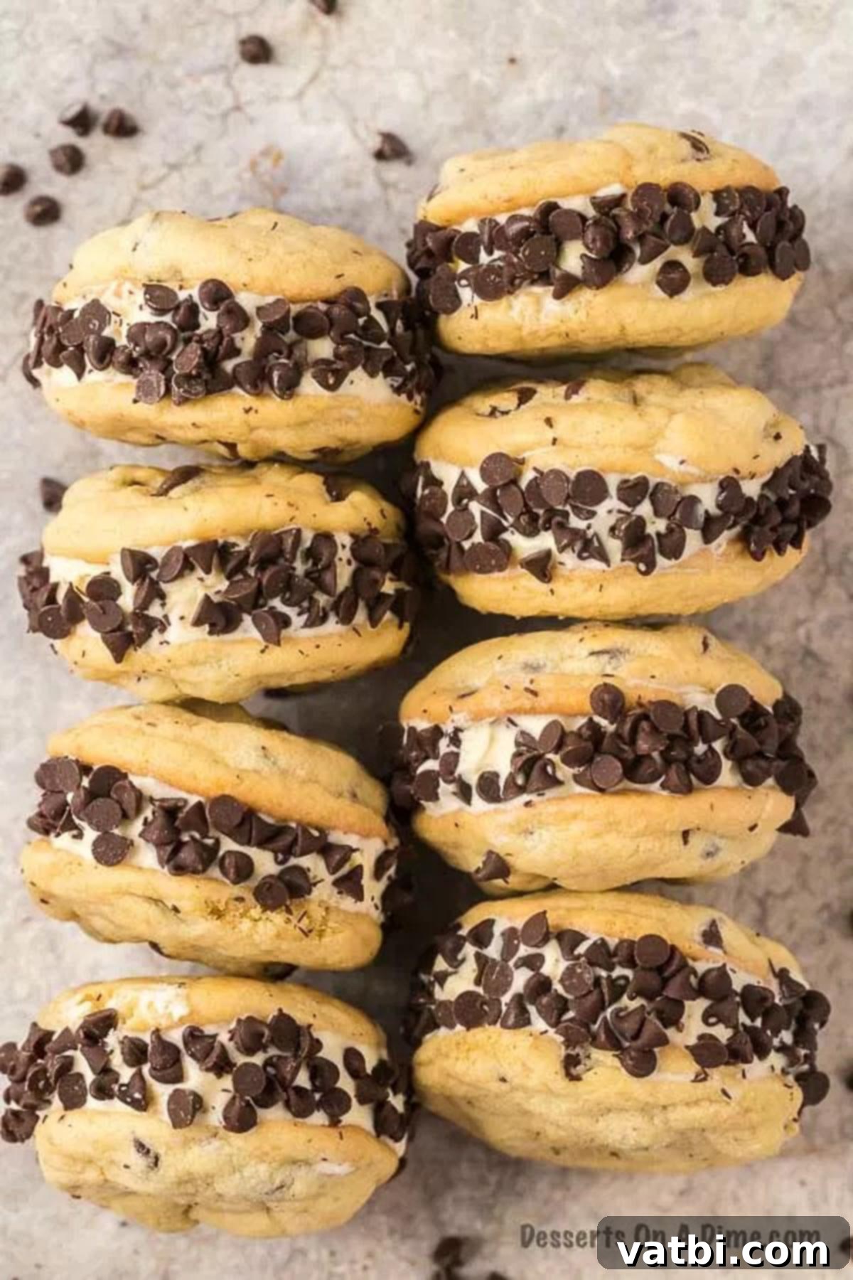 Perfect Homemade Chipwich Delight 15 A stack of perfectly made homemade Chipwich ice cream sandwiches.