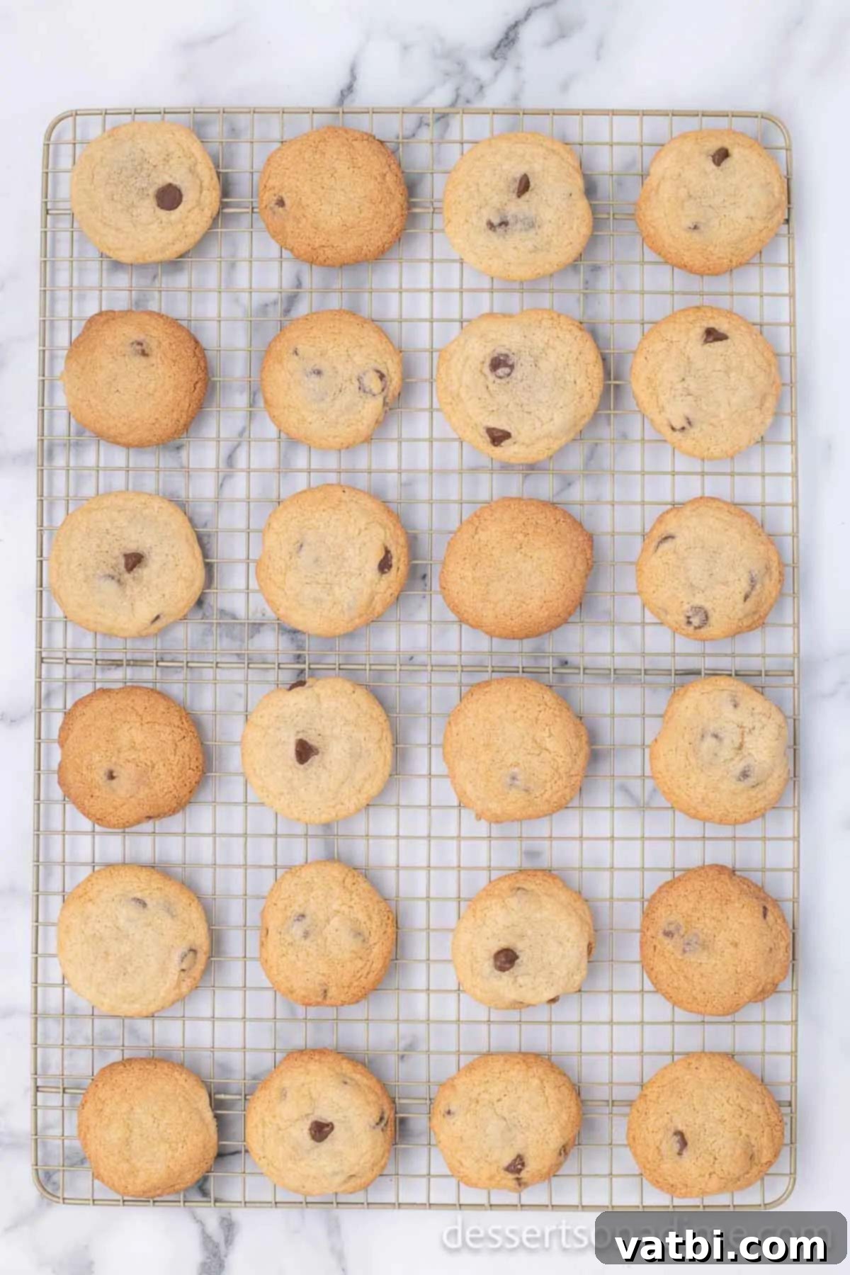 Perfect Homemade Chipwich Delight 10 Freshly baked chocolate chip cookies cooling on a wire rack.