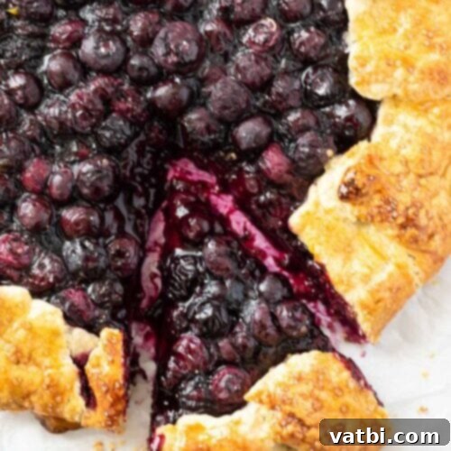 27 Deliciously Easy Blueberry Desserts 10 Blueberry galette with a slice cut out.