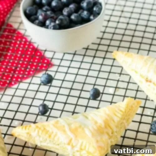 27 Deliciously Easy Blueberry Desserts 11 Blueberry hand pies on a cooling rack.