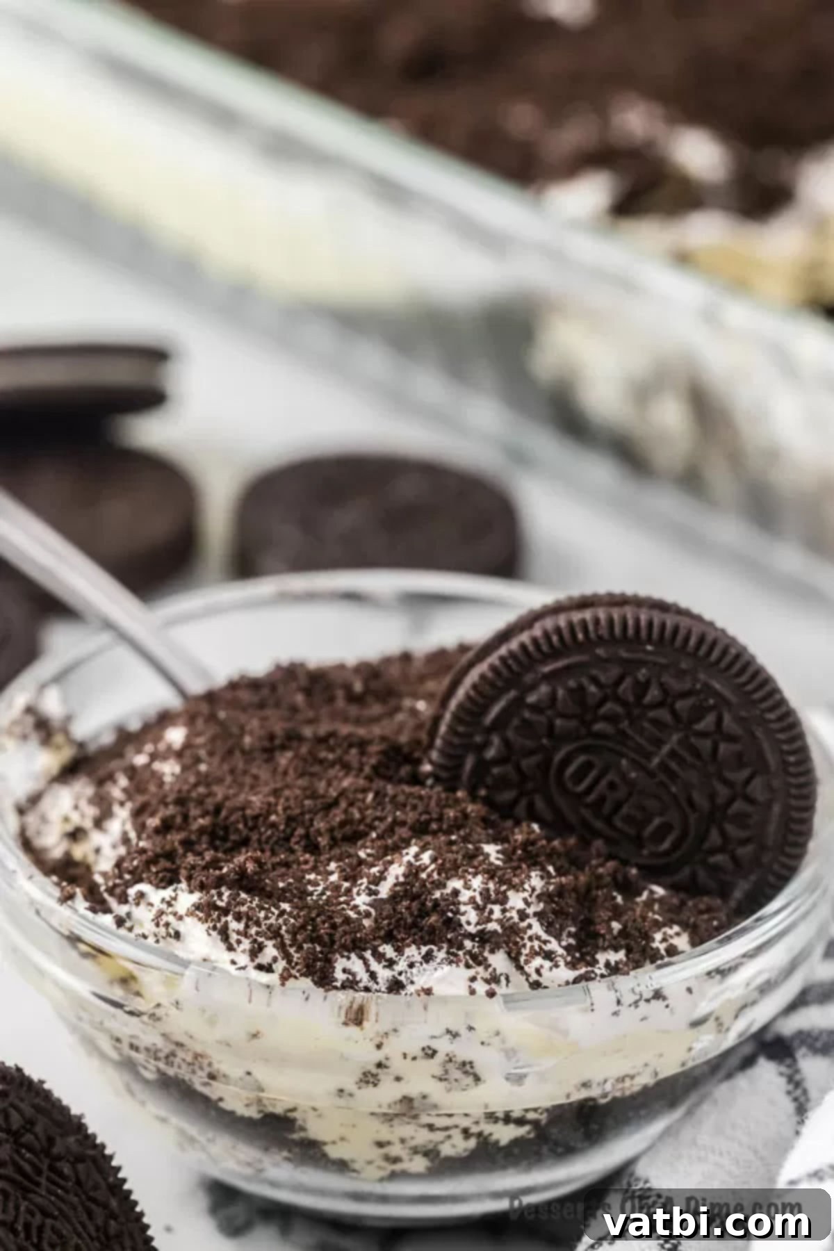 Simple Cream Cheese Free Dirt Cake 2 Dirt Cake Recipe without Cream Cheese in a bowl.