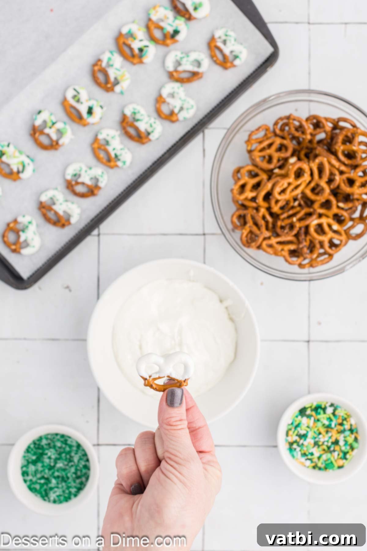 Pretzel dipped into melted candy melts. 