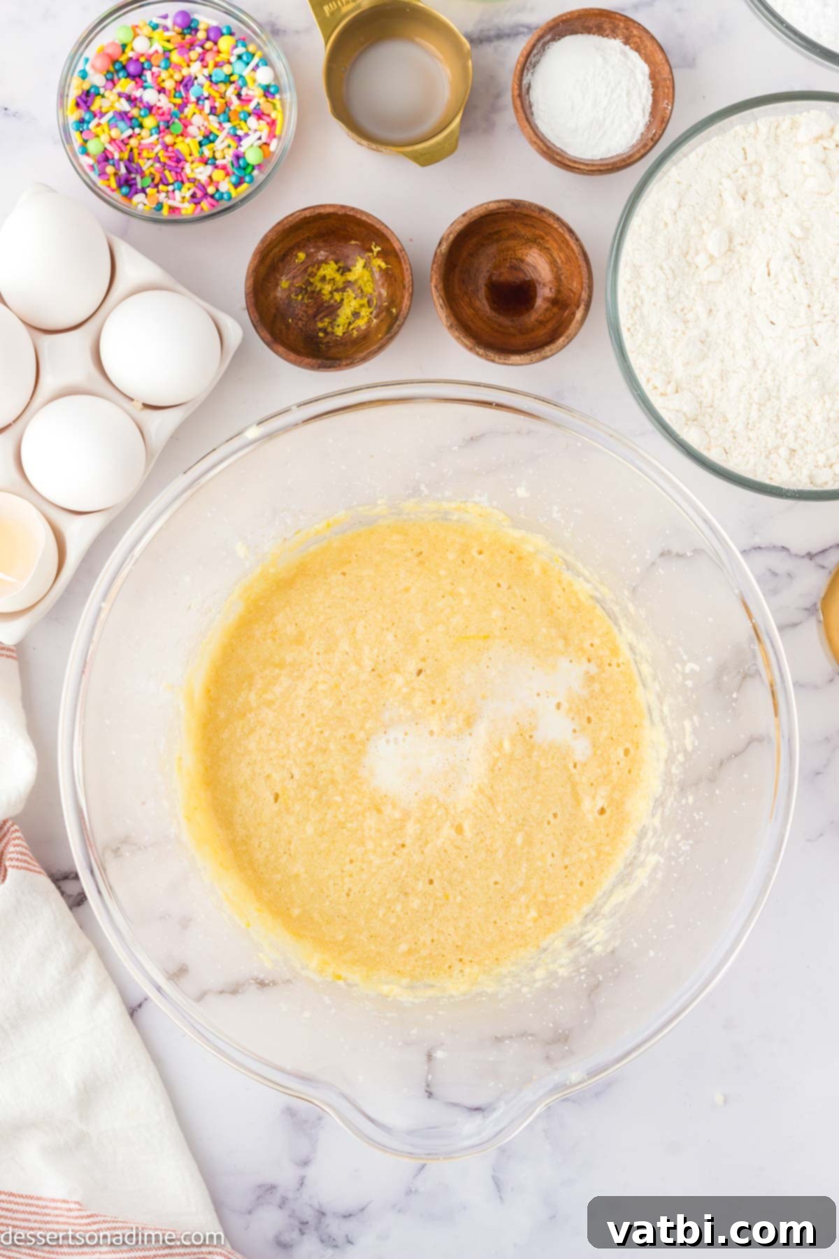 Italian Easter Cookies 5 Ingredients combined in a mixing bowl.