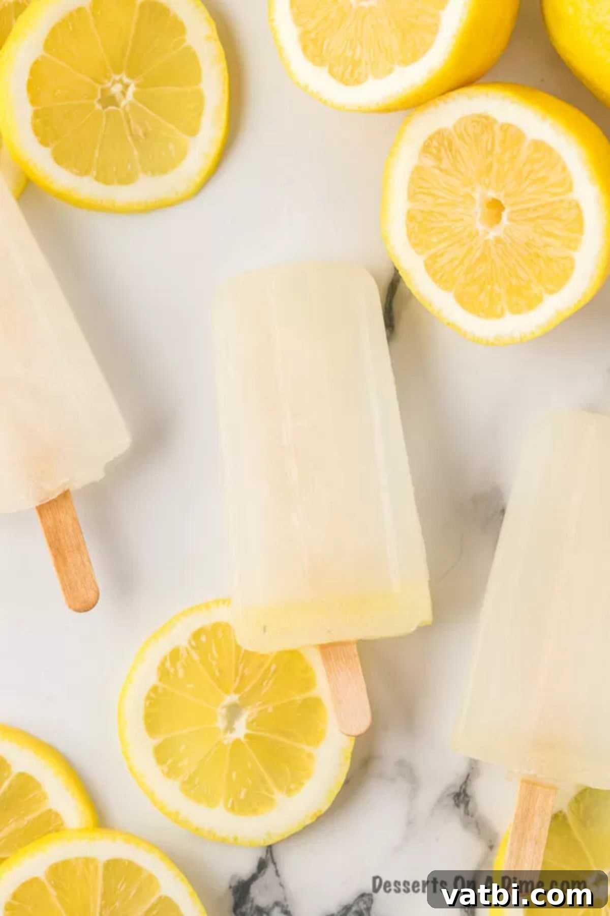 lemon popsicles on counter. 