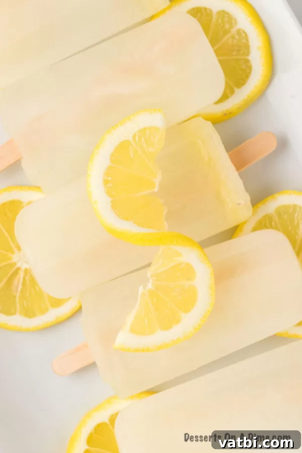 lemon popsicles on counter. 