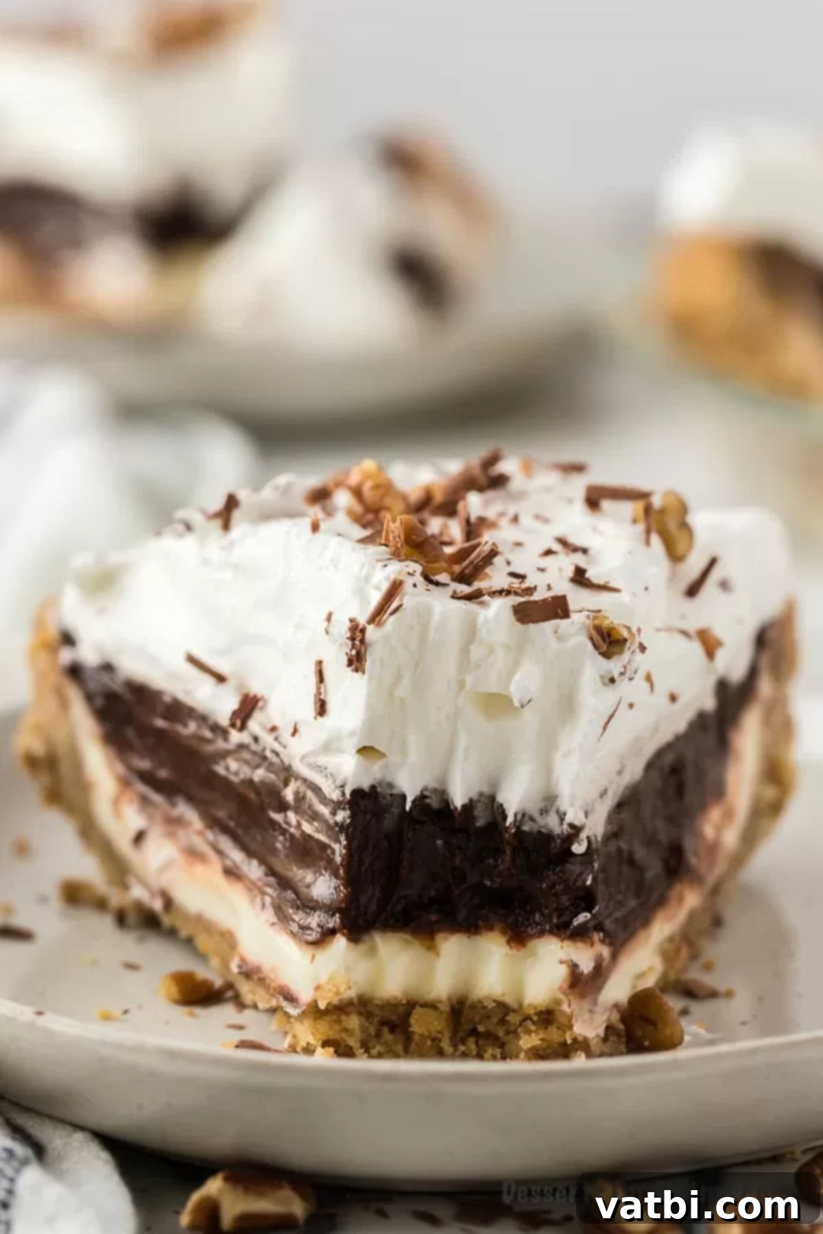 Slice of Possum pie on a plate. 