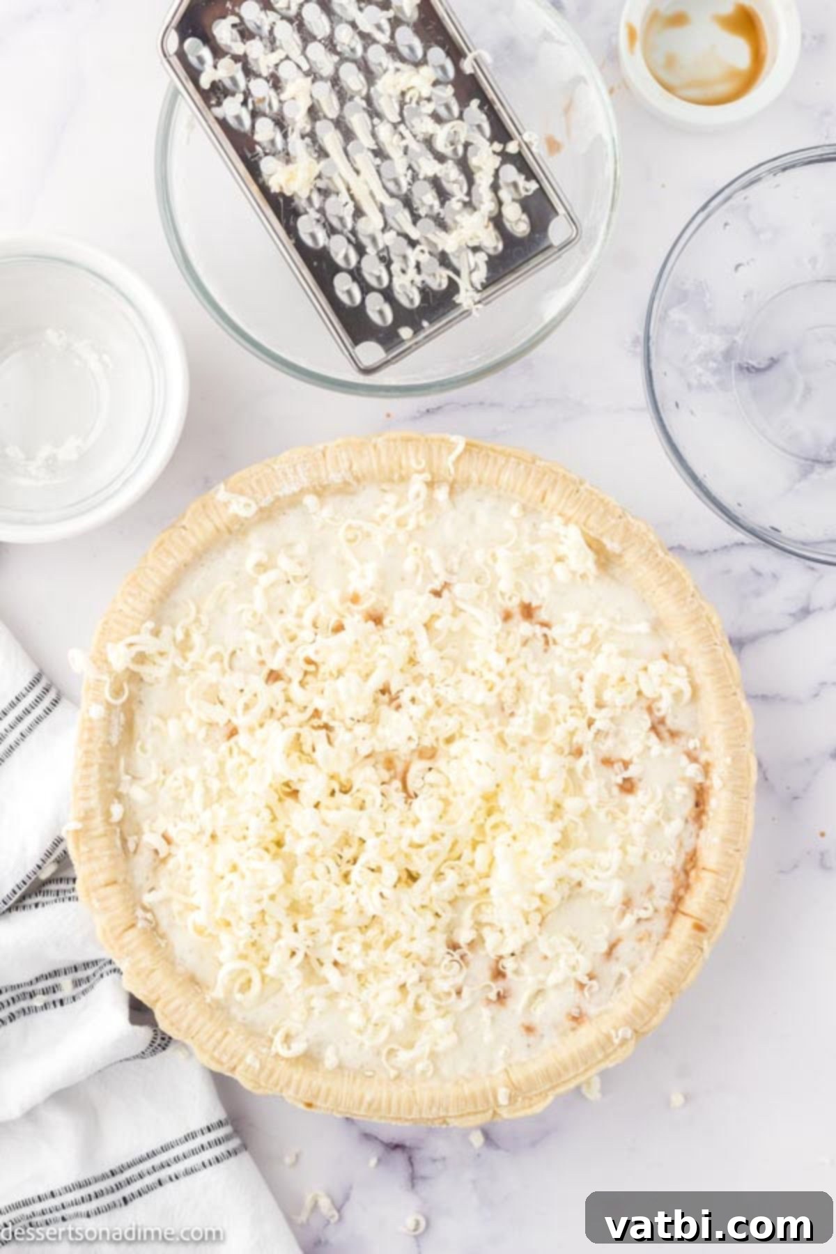 Bubbly Lemon-Lime Pie 6 Grated butter sprinkled on top of the pie filling.