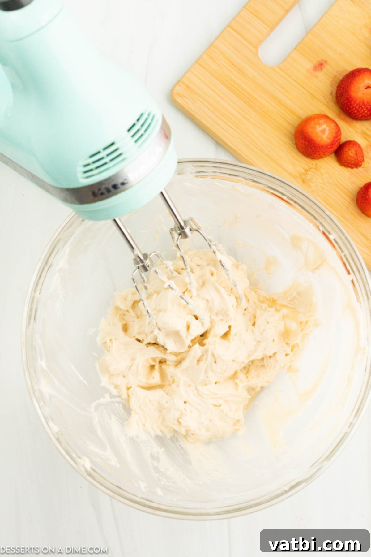 Cream cheese mixture in bowl. 