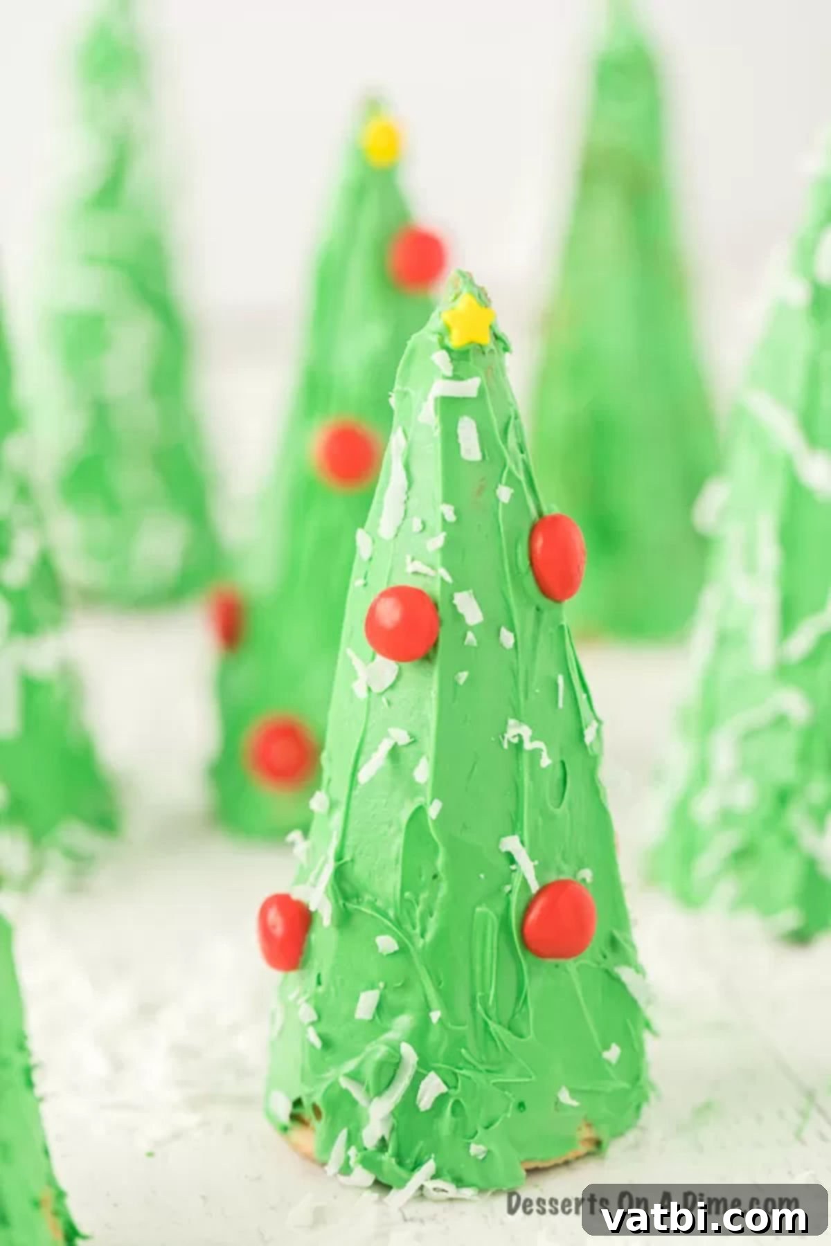 Sweet Ice Cream Cone Christmas Trees 2 Beautifully decorated Ice Cream Cone Christmas Trees, ready for a holiday celebration.
