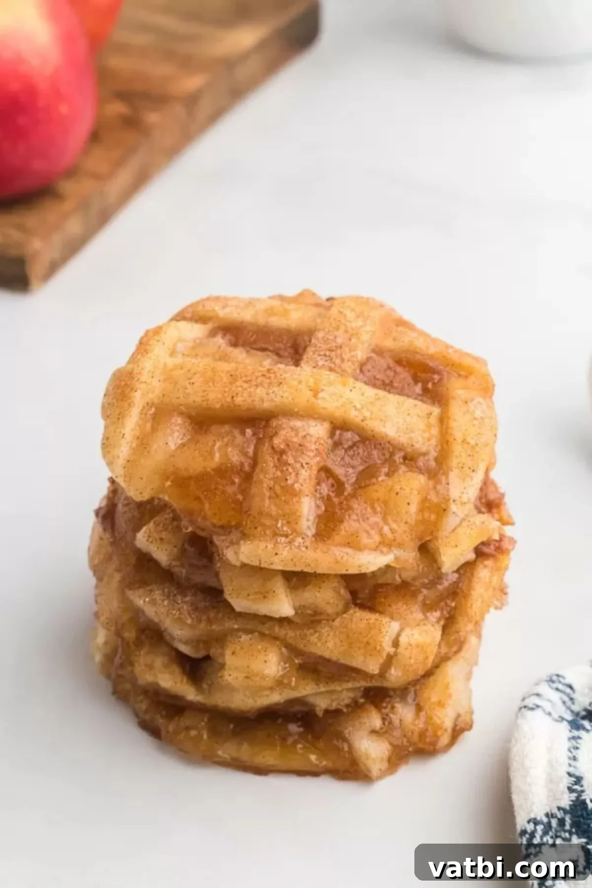 Apple Pie Stuffed Cookies 10 Stacked golden brown apple pie cookies on a plate, showcasing their flaky crust and delicious filling.