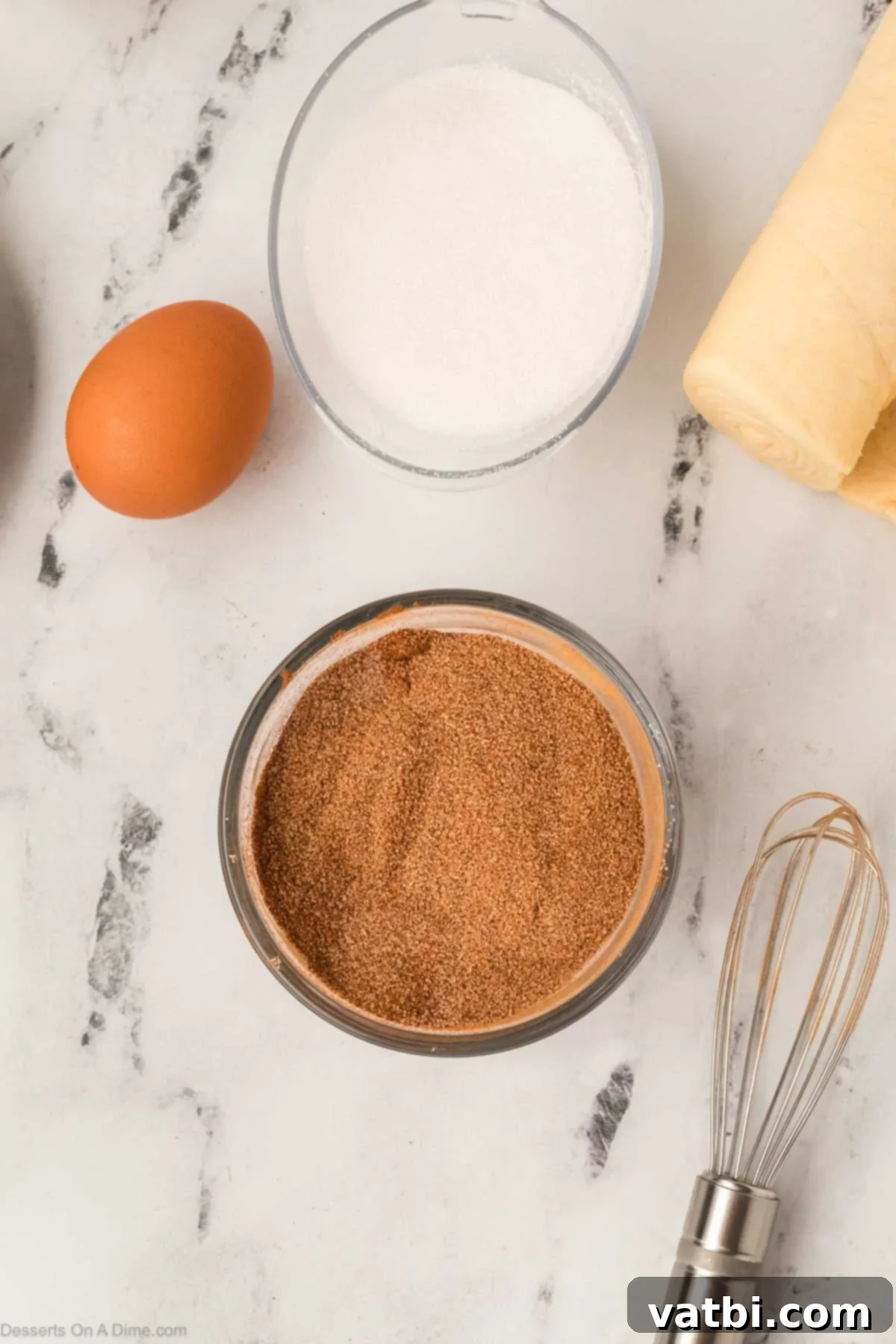 Cinnamon Sugar Cheesecake 4 A small bowl containing a cinnamon sugar mixture, perfectly blended and ready for use in the churro cheesecake recipe.