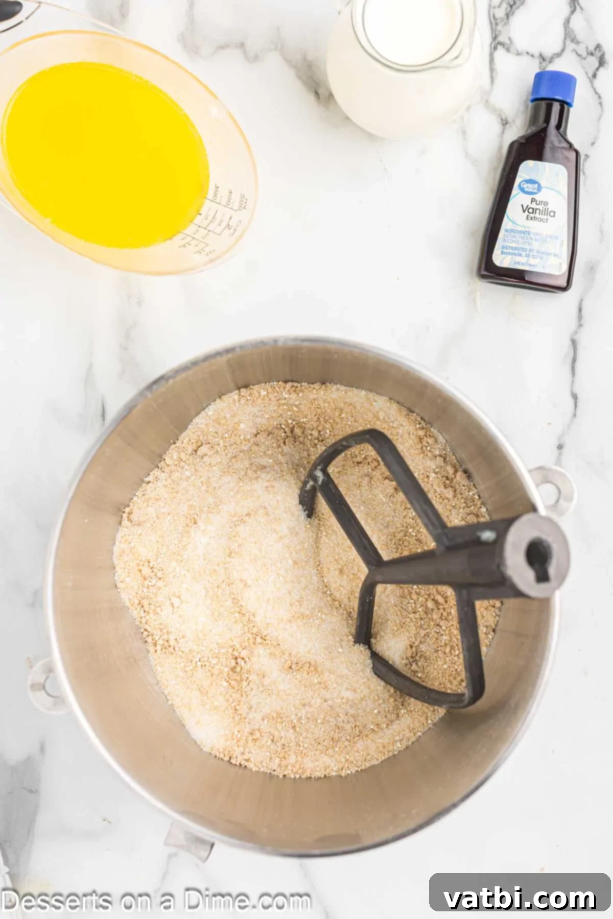 Irresistible Milk Bar Pie 13 Mixing the sugars together in a bowl