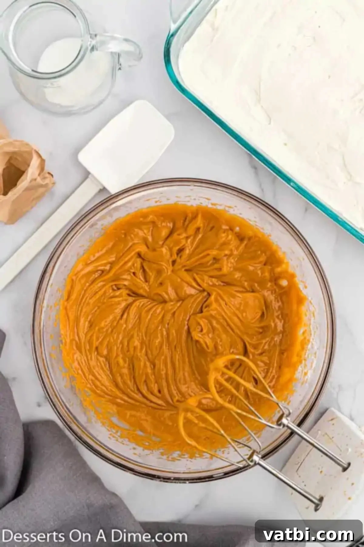 Butterscotch Bliss 7 Butterscotch layer combined in mixing bowl.