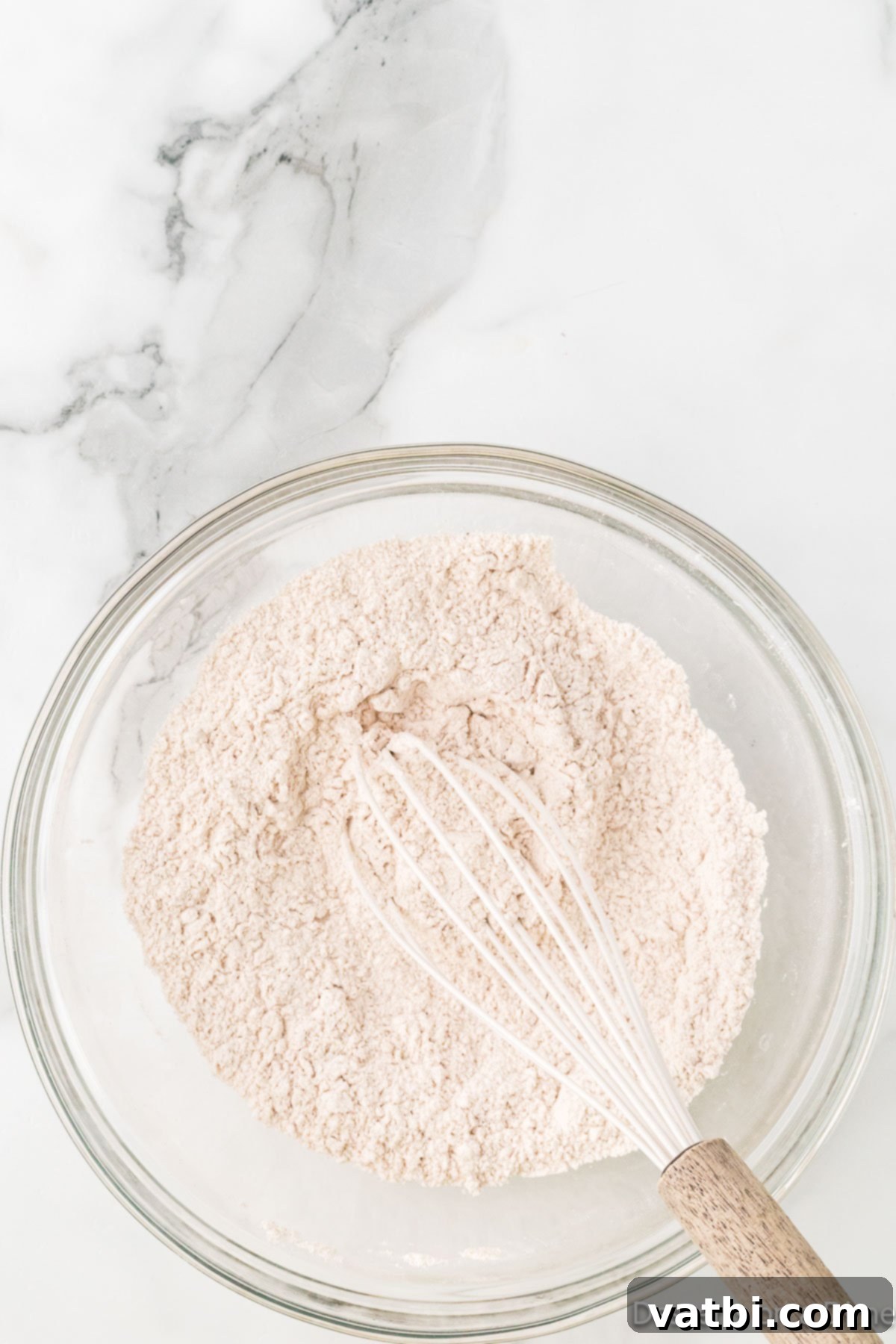 Flour mixture in mixing bowl. 