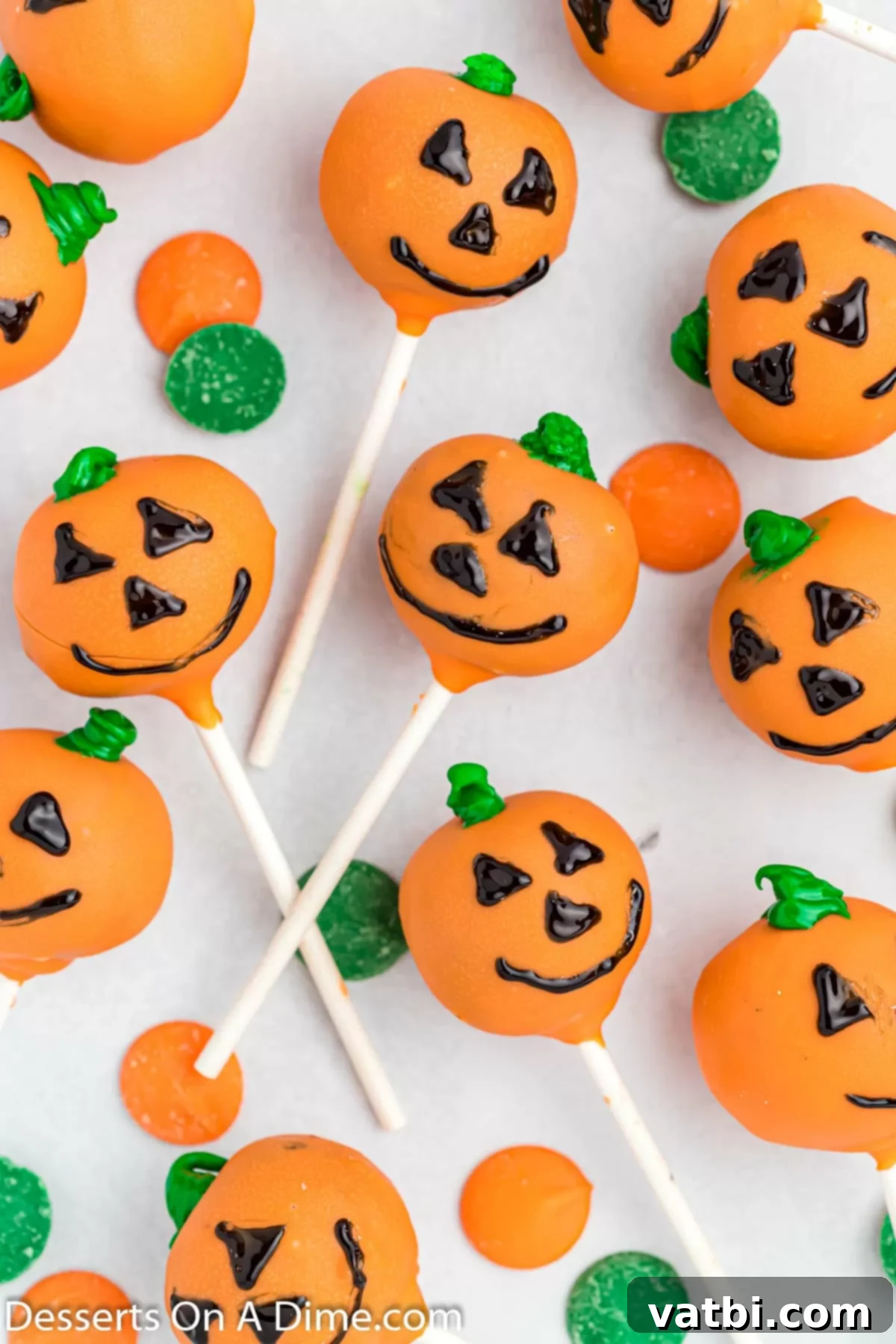 Spooky Halloween Cake Pops 8 Close up photo of Halloween cake pops.