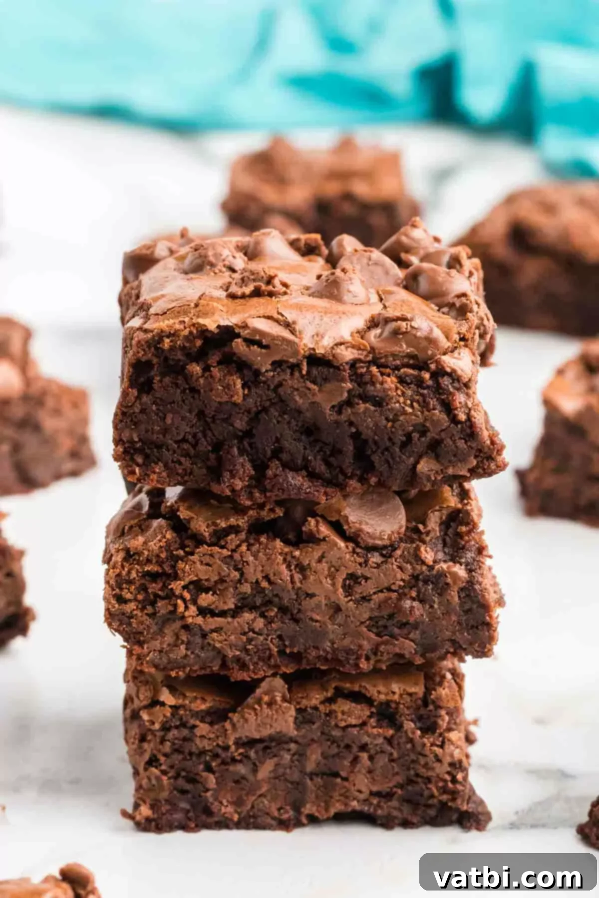 Recreate Starbucks' Famous Brownies at Home 7 Close up photo of Starbucks brownies with a deep, rich chocolate color and shiny crust.