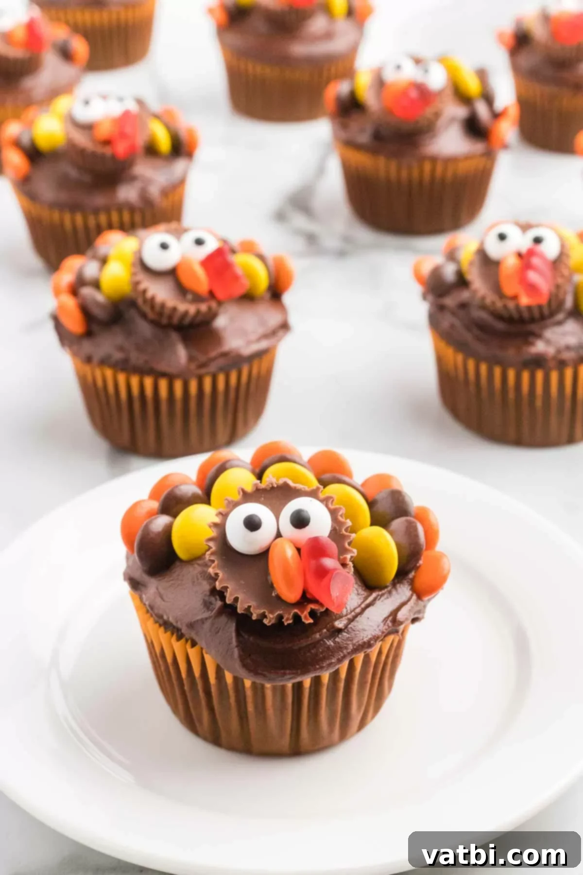 Turkey cupcakes decorated and ready to enjoy. 